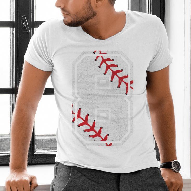 Vintage Baseball 8 Jersey Number 8 Men's V-Neck T-Shirt Vintage Baseball 8 Jersey Number 8 Men's V-Neck T-Shirt