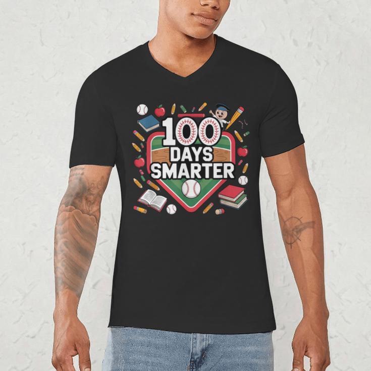 100 Day Baseball School Sports Kids Men's V-Neck T-Shirt