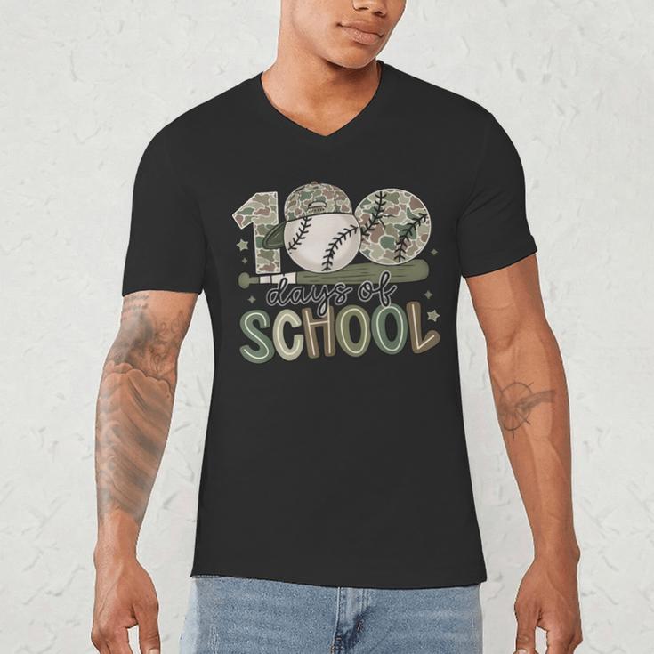 100 Days Of School Baseball Camo Celebration Men's V-Neck T-Shirt 100 Days Of School Baseball Camo Celebration Men's V-Neck T-Shirt