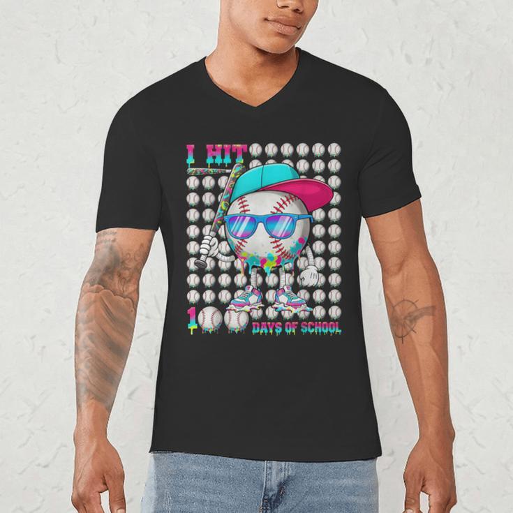 100 Days Of School Baseball Drip Ice Cream Boys Kids Men's V-Neck T-Shirt 100 Days Of School Baseball Drip Ice Cream Boys Kids Men's V-Neck T-Shirt
