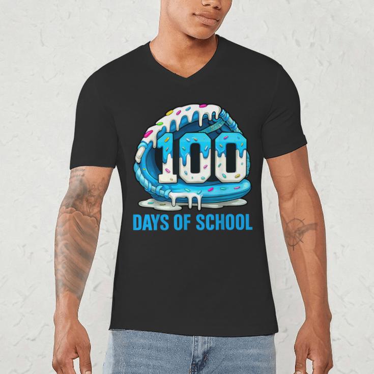 100 Days Of School Baseball Drip Ice Cream Kid Boy 100th Day Men's V-Neck T-Shirt 100 Days Of School Baseball Drip Ice Cream Kid Boy 100th Day Men's V-Neck T-Shirt