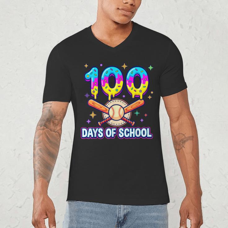 100 Days Of School Baseball Ice Cream Drip Kids Boys Teacher Men's V-Neck T-Shirt 100 Days Of School Baseball Ice Cream Drip Kids Boys Teacher Men's V-Neck T-Shirt