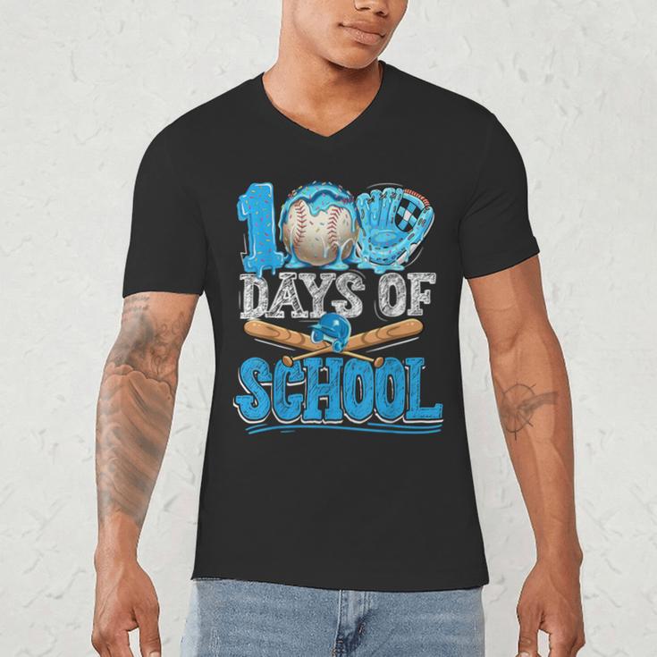 100 Days Of School Baseball Ice Cream Drip Student Kids Boys Men's V-Neck T-Shirt 100 Days Of School Baseball Ice Cream Drip Student Kids Boys Men's V-Neck T-Shirt