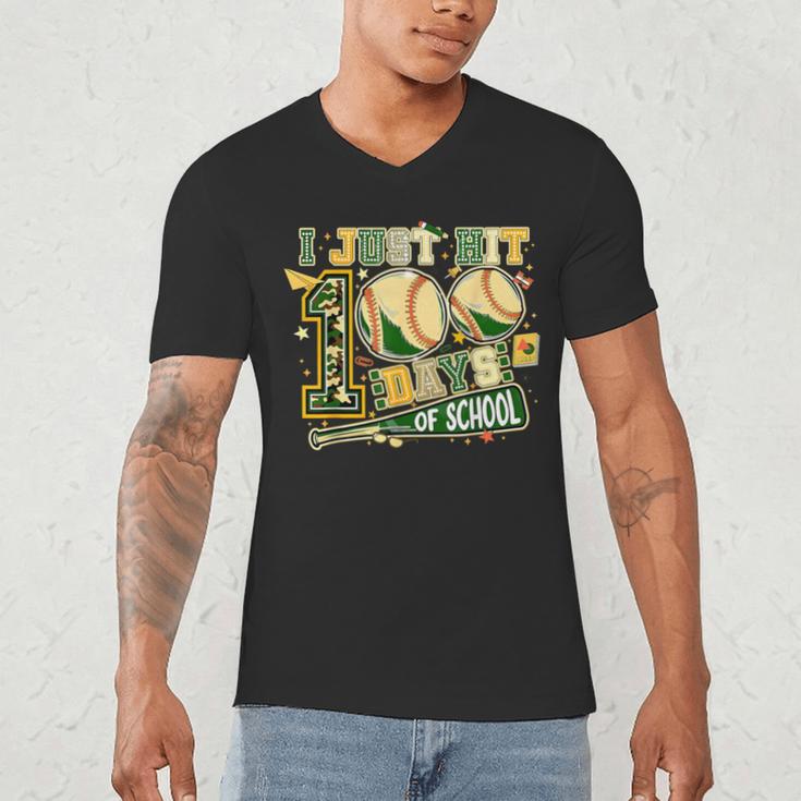 100 Days Of School Baseball I Just Hit 100 Days Boy COUNSELO Men's V-Neck T-Shirt 100 Days Of School Baseball I Just Hit 100 Days Boy COUNSELO Men's V-Neck T-Shirt