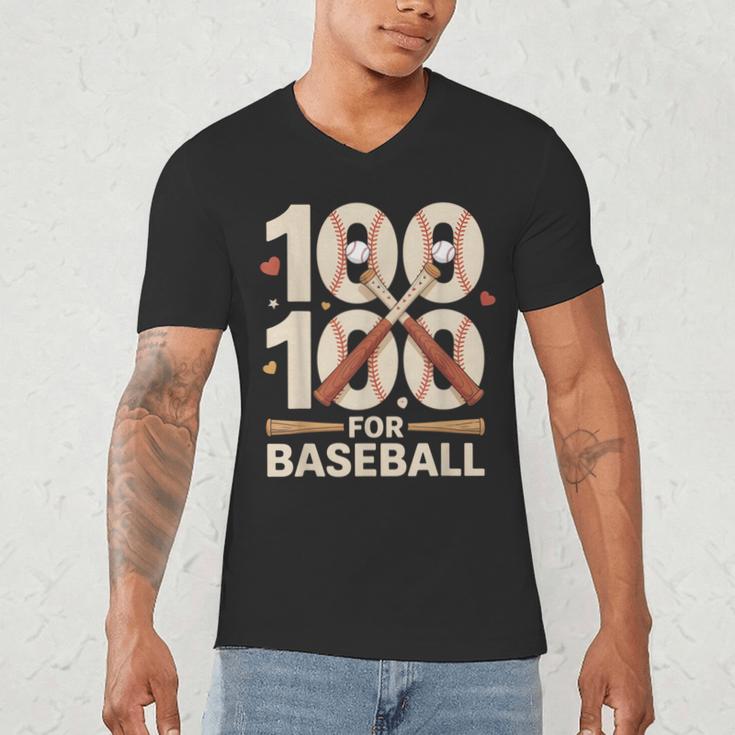 100 Days Of School Baseball Love Valentine’s Day Men Women Men's V-Neck T-Shirt 100 Days Of School Baseball Love Valentine’s Day Men Women Men's V-Neck T-Shirt