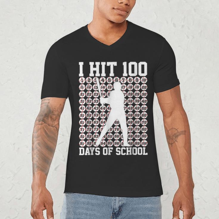 100 Days Of School Boys Kids 100th Day Balls For Baseball Men's V-Neck T-Shirt