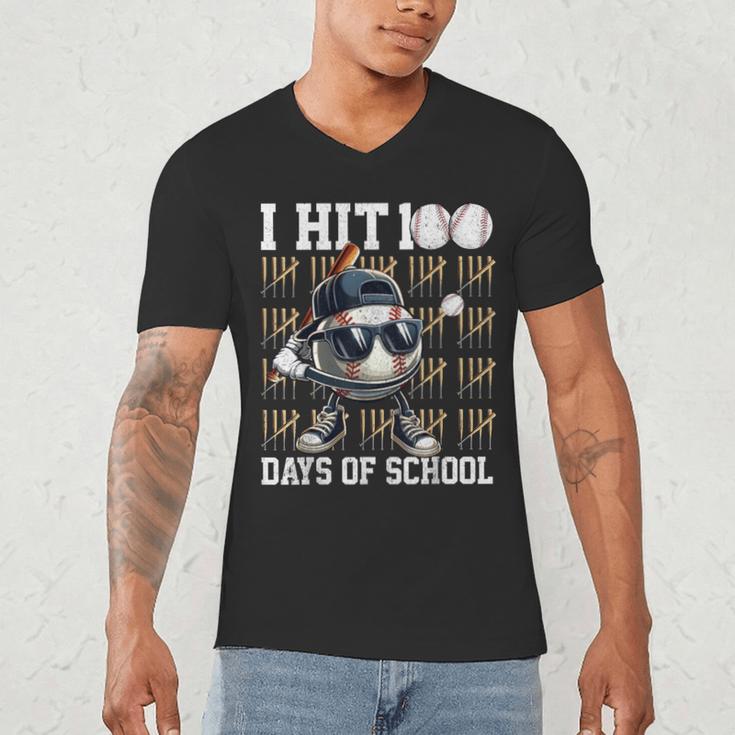 100 Days Of School Boys Kids 100th Day Balls Baseball Kids Men's V-Neck T-Shirt 100 Days Of School Boys Kids 100th Day Balls Baseball Kids Men's V-Neck T-Shirt
