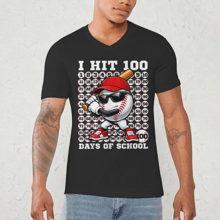 100 Days Of School Retro Baseball Sport For Boys Teachers Men's V-Neck T-Shirt 100 Days Of School Retro Baseball Sport For Boys Teachers Men's V-Neck T-Shirt
