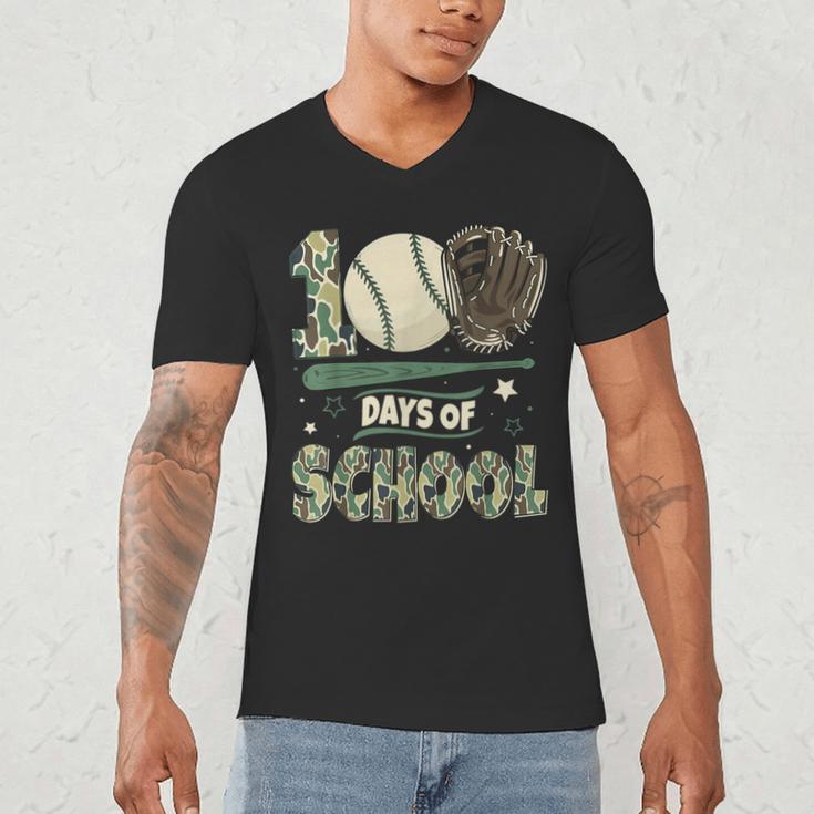 100 Days Of School Teacher Camo Baseball Boys Toddler Kids Men's V-Neck T-Shirt 100 Days Of School Teacher Camo Baseball Boys Toddler Kids Men's V-Neck T-Shirt