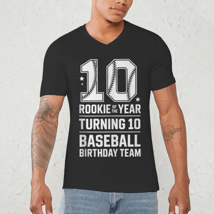 10th Birthday Rookie Of The Year Baseball Double Digit Humor Men's V-Neck T-Shirt