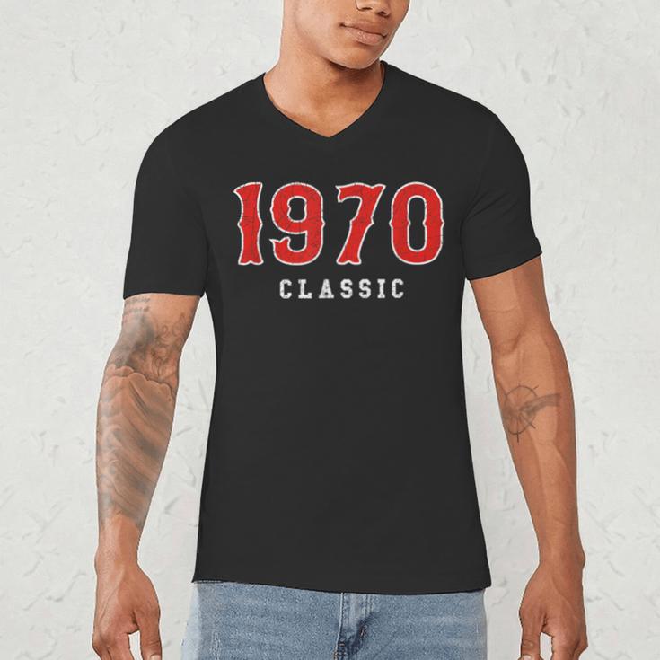 55 Year Old 1970 Classic Baseball Fan 55th Birthday Men's V-Neck T-Shirt 55 Year Old 1970 Classic Baseball Fan 55th Birthday Men's V-Neck T-Shirt