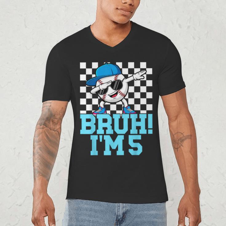 5th Birthday Dabbing Baseball Boys Bruh I'm 5 Year Old Men's V-Neck T-Shirt 5th Birthday Dabbing Baseball Boys Bruh I'm 5 Year Old Men's V-Neck T-Shirt