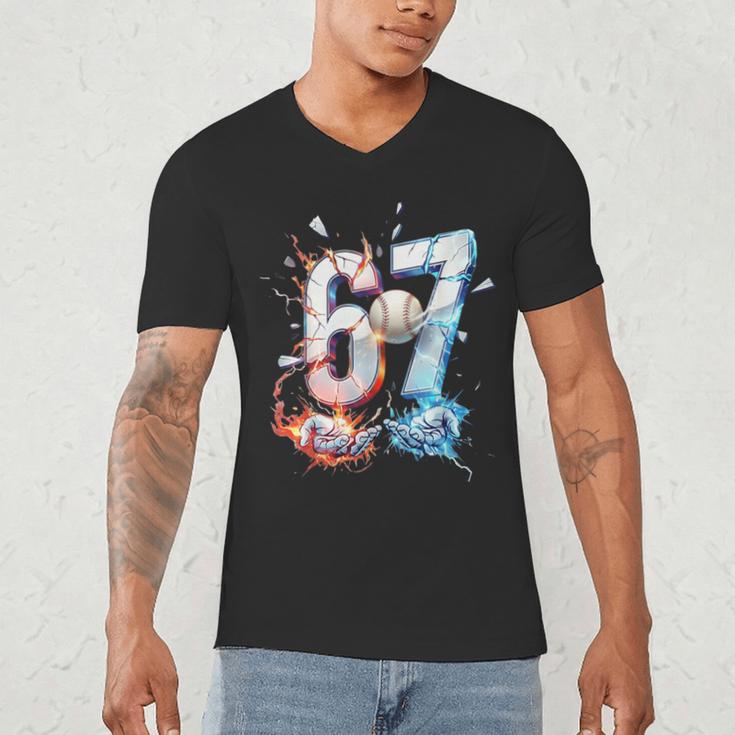 6 7 Baseball Six Seven Meme 67 Hands Kids Men Women Men's V-Neck T-Shirt