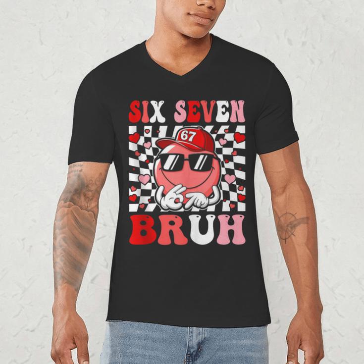 6 7 Bruh Six Seven Valentine Heart Baseball Men's V-Neck T-Shirt