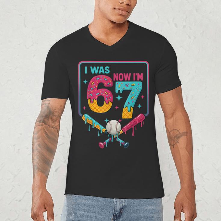 I Was 6 Now Im 7 Ice Cream Drip Baseball For Men Women Kids Men's V-Neck T-Shirt