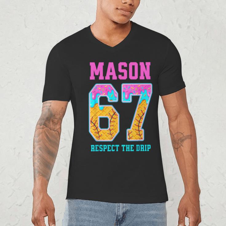 6 7 Mason Baseball Drip Men's V-Neck T-Shirt