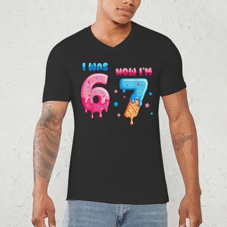 I Was 6 Now I'm 7 Birthday Baseball Drip For Boys Kid Men's V-Neck T-Shirt I Was 6 Now I'm 7 Birthday Baseball Drip For Boys Kid Men's V-Neck T-Shirt