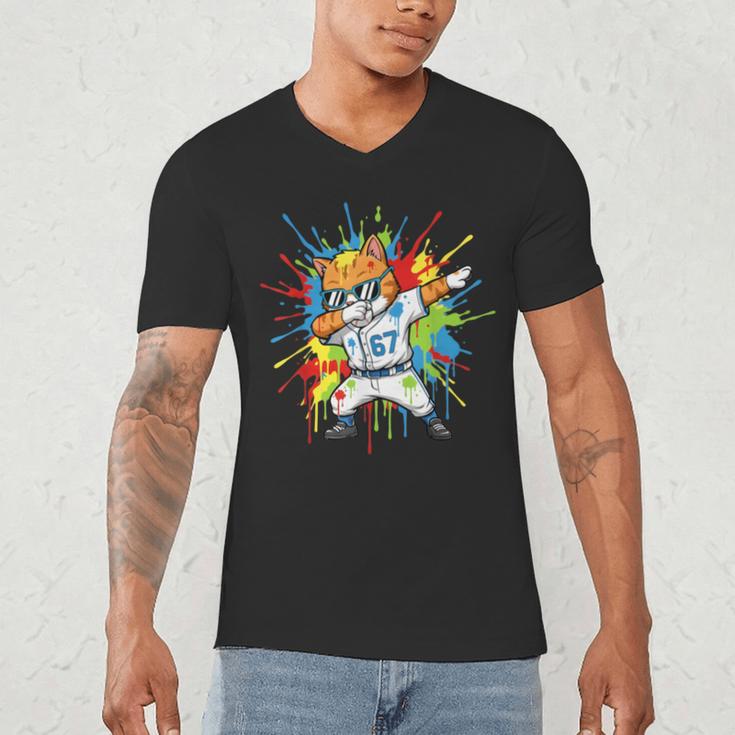 67 Baseball Dabbing Cat 6 7 Dripping Ice Cream Meme Men's V-Neck T-Shirt 67 Baseball Dabbing Cat 6 7 Dripping Ice Cream Meme Men's V-Neck T-Shirt