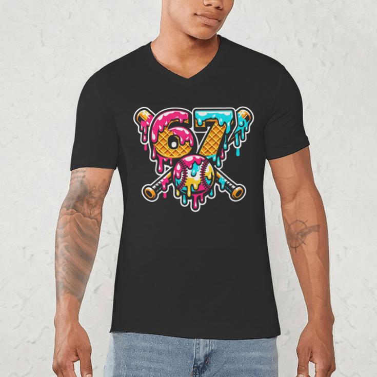 67 Baseball Ice Cream Drip Number Men's V-Neck T-Shirt 67 Baseball Ice Cream Drip Number Men's V-Neck T-Shirt