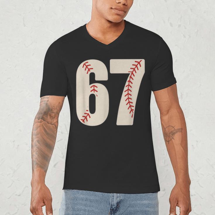 67 Baseball Six Seven 6 7 Meme 67 Men's V-Neck T-Shirt