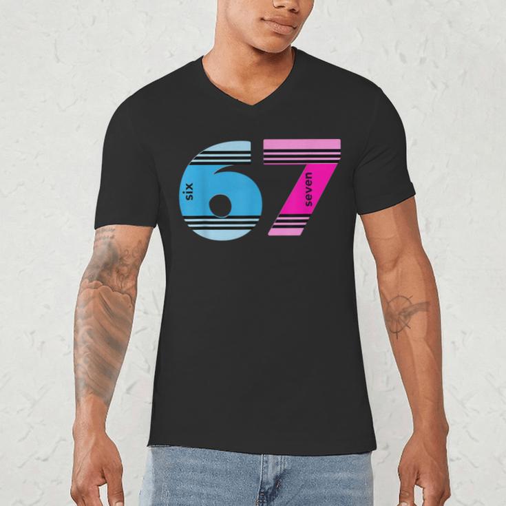 67 Crayon Cool Baseball Crayon 6 7 67 Men's V-Neck T-Shirt