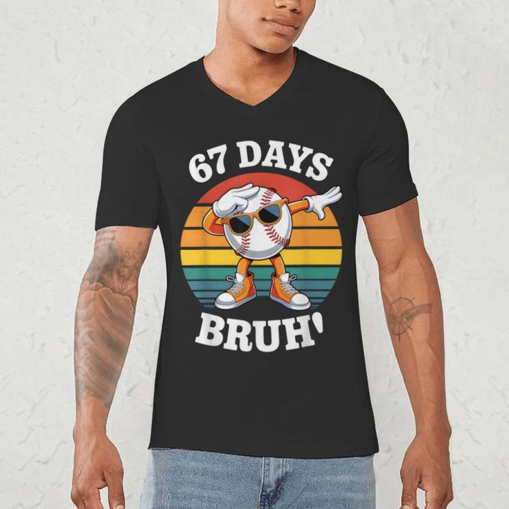 67 Days Of School Bruh Teacher Kids Dabbing Baseball Men's V-Neck T-Shirt 67 Days Of School Bruh Teacher Kids Dabbing Baseball Men's V-Neck T-Shirt