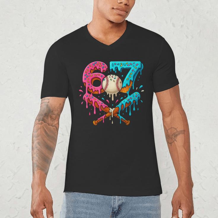 67 Ice Cream Drip Baseball Meme – Six Seven Gen Alpha Men's V-Neck T-Shirt 67 Ice Cream Drip Baseball Meme – Six Seven Gen Alpha Men's V-Neck T-Shirt