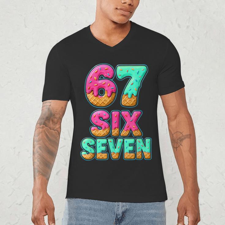 67 Ice Cream Drip Baseball Six Seven 6-7 Meme Teen Boy Men's V-Neck T-Shirt