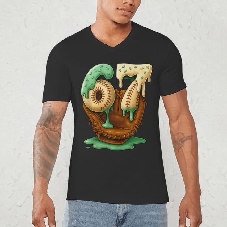 67 Ice Cream Drip Six Seven Baseball Men's V-Neck T-Shirt 67 Ice Cream Drip Six Seven Baseball Men's V-Neck T-Shirt