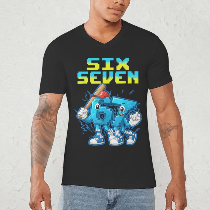 67 Six Seven 6-7 Italian Brainrot Kids Baseball Meme Men's V-Neck T-Shirt 67 Six Seven 6-7 Italian Brainrot Kids Baseball Meme Men's V-Neck T-Shirt