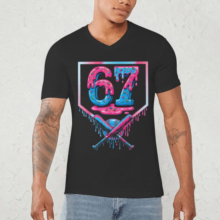 67 Six Seven Baseball Ice Cream Drip Cool Meme 67 Men's V-Neck T-Shirt 67 Six Seven Baseball Ice Cream Drip Cool Meme 67 Men's V-Neck T-Shirt
