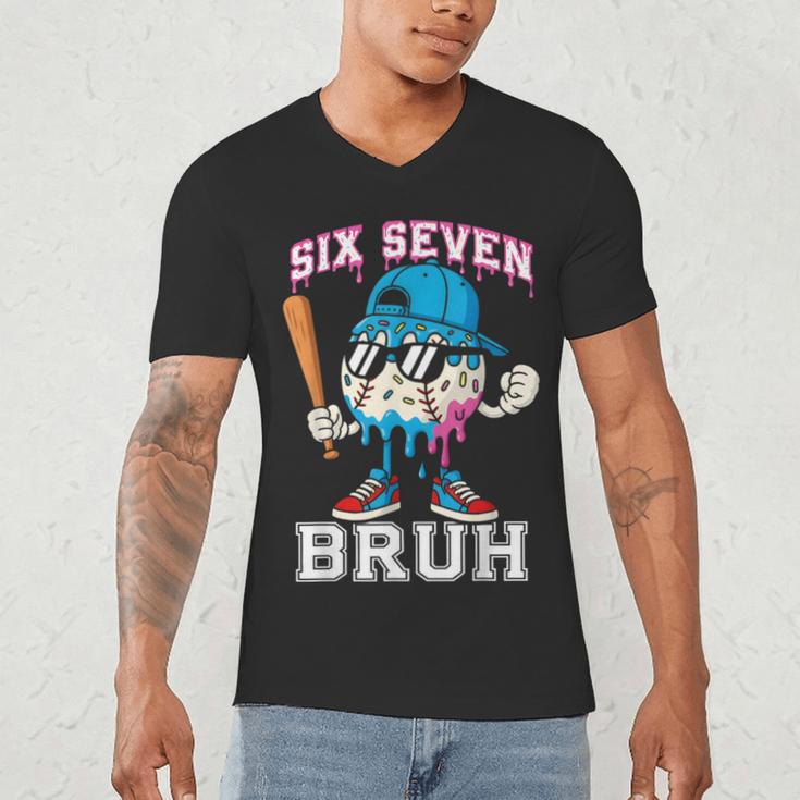 67 Six Seven Baseball Ice Cream Drip Number 67 Player Men's V-Neck T-Shirt 67 Six Seven Baseball Ice Cream Drip Number 67 Player Men's V-Neck T-Shirt