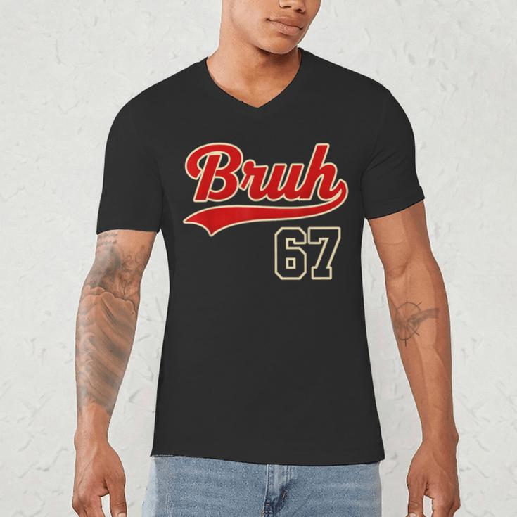 67 Six Seven Bruh Meme Baseball Vintage Style Men Boys Men's V-Neck T-Shirt 67 Six Seven Bruh Meme Baseball Vintage Style Men Boys Men's V-Neck T-Shirt