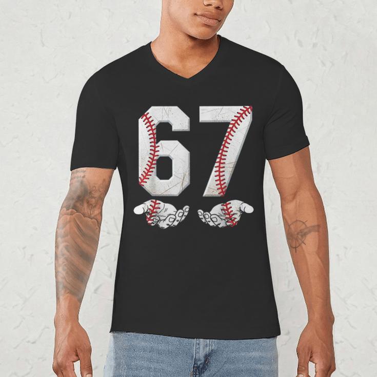 67 Six Seven Number 6 7 Meme Baseball Six Seven For Boys Men Men's V-Neck T-Shirt 67 Six Seven Number 6 7 Meme Baseball Six Seven For Boys Men Men's V-Neck T-Shirt