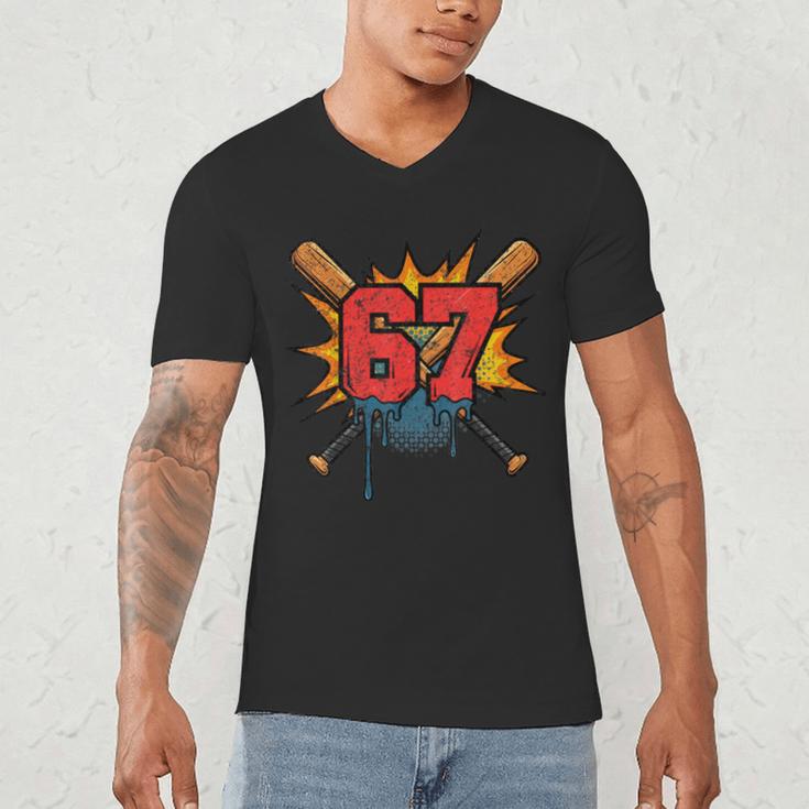 67 Sports Meme – Baseball Bats Number 6 7 Men's V-Neck T-Shirt 67 Sports Meme – Baseball Bats Number 6 7 Men's V-Neck T-Shirt