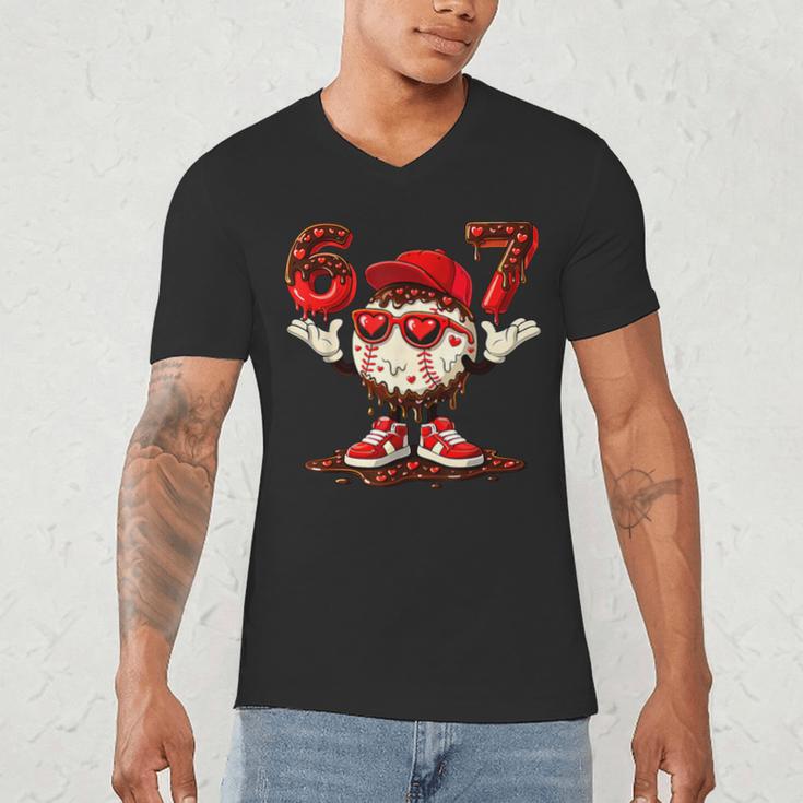 67 Valentine Day Baseball Chocolate Ice Cream Drip Men's V-Neck T-Shirt 67 Valentine Day Baseball Chocolate Ice Cream Drip Men's V-Neck T-Shirt