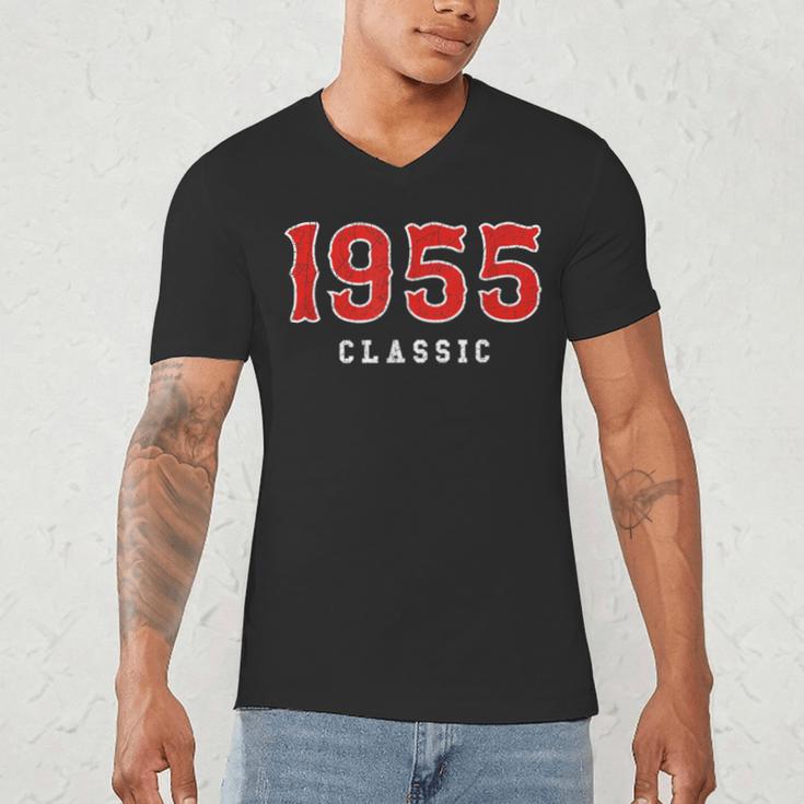 70 Year Old 1955 Classic Baseball Fan 70th Birthday Men's V-Neck T-Shirt