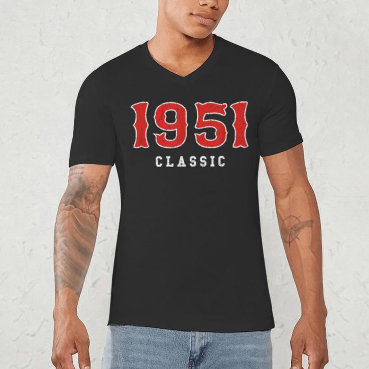 75 Year Old 1951 Classic Baseball Fan 75th Birthday Men's V-Neck T-Shirt