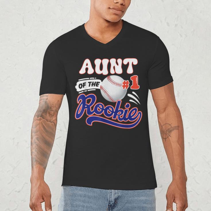 Aunt Rookie Of Year 1st Birthday Baseball Theme Matching Men's V-Neck T-Shirt Aunt Rookie Of Year 1st Birthday Baseball Theme Matching Men's V-Neck T-Shirt