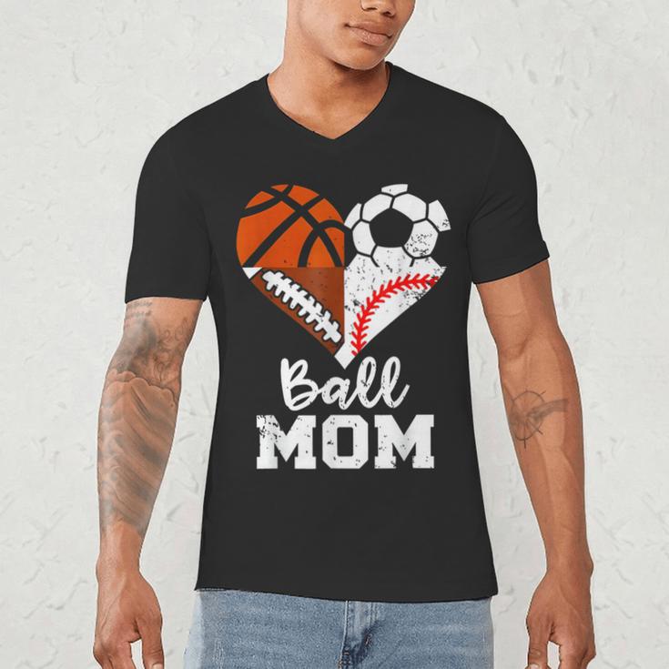 Ball Mom Heart Soccer Basketball Baseball Football Mom Men's V-Neck T-Shirt Ball Mom Heart Soccer Basketball Baseball Football Mom Men's V-Neck T-Shirt