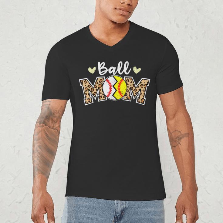 Ball Mom Leopard Baseball Softball Player Mom Men's V-Neck T-Shirt Ball Mom Leopard Baseball Softball Player Mom Men's V-Neck T-Shirt