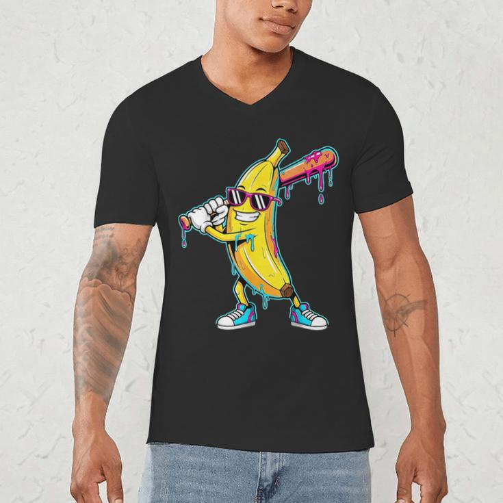 Banana Baseball Drip Kids Youth Boys Girls Men's V-Neck T-Shirt Banana Baseball Drip Kids Youth Boys Girls Men's V-Neck T-Shirt