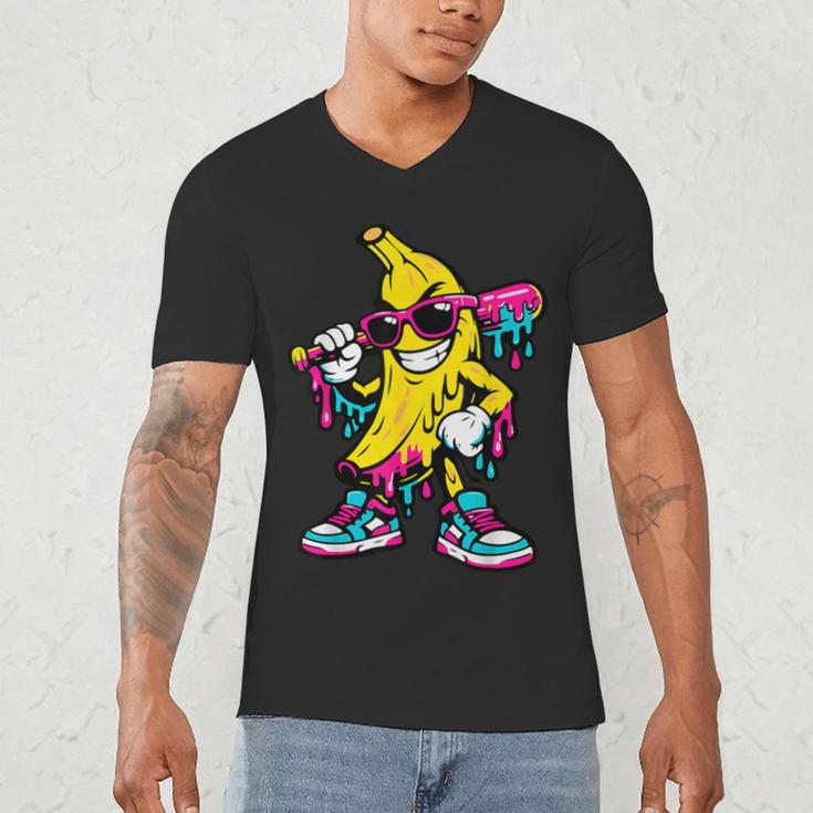 Banana Baseball Drip Men's V-Neck T-Shirt Banana Baseball Drip Men's V-Neck T-Shirt