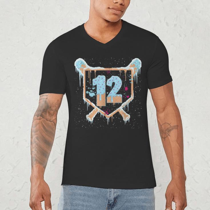 Baseball 12 Year Old Ice Cream Drip 12th Birthday Boys Men's V-Neck T-Shirt Baseball 12 Year Old Ice Cream Drip 12th Birthday Boys Men's V-Neck T-Shirt
