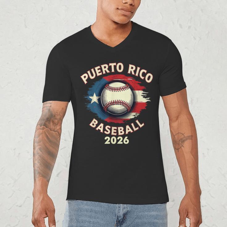 Baseball 2026 Puerto Rico Island Pride Sports Theme Men's V-Neck T-Shirt Baseball 2026 Puerto Rico Island Pride Sports Theme Men's V-Neck T-Shirt