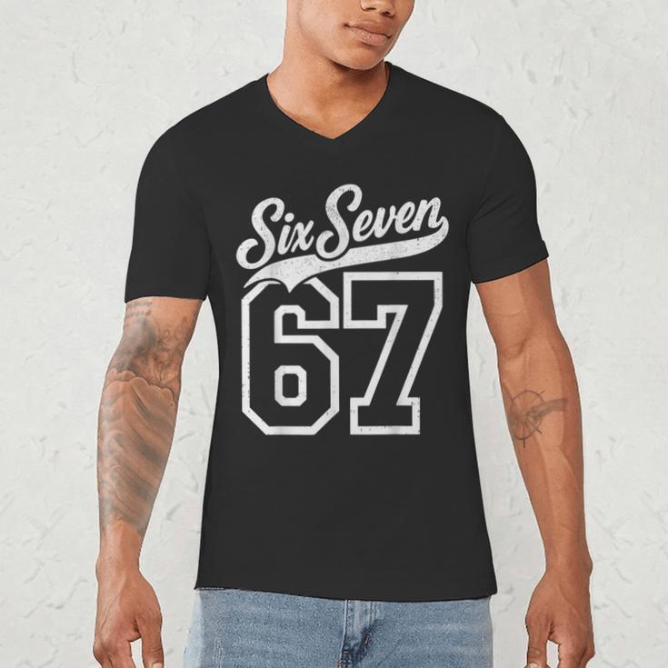 Baseball 6 7 Number 67 Six Seven Meme Boys Youth Kids Men's V-Neck T-Shirt Baseball 6 7 Number 67 Six Seven Meme Boys Youth Kids Men's V-Neck T-Shirt