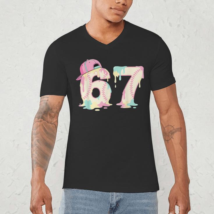 Baseball 67 Dripping Six Seven Drip Boys Gen Z Men's V-Neck T-Shirt Baseball 67 Dripping Six Seven Drip Boys Gen Z Men's V-Neck T-Shirt