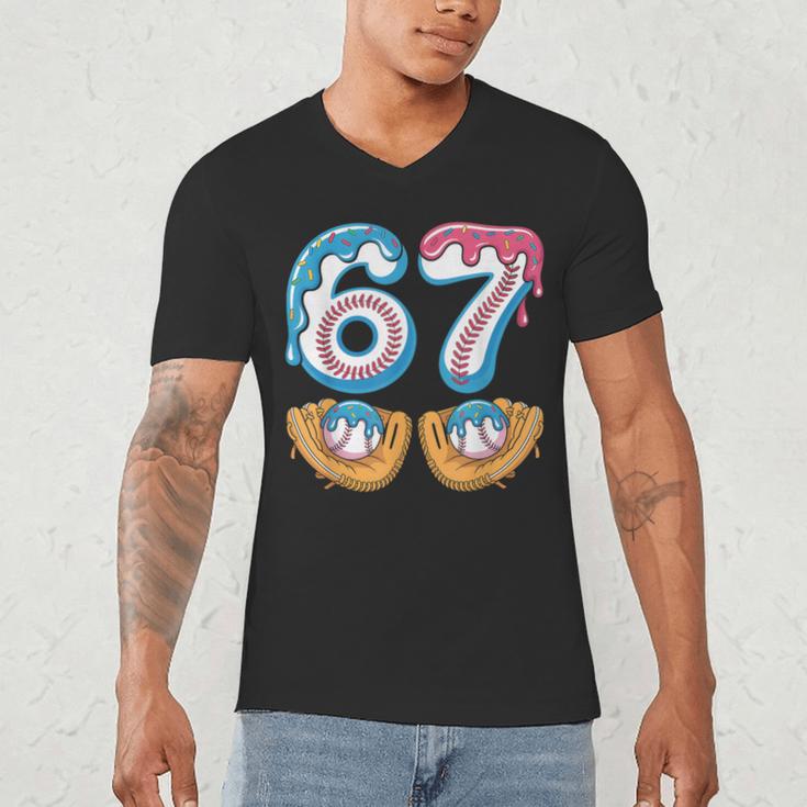 Baseball 67 Ice Cream Drip 67 Meme Player T-Shirt Men's V-Neck T-Shirt
