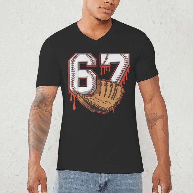 Baseball 67 Six Seven Alpha Slang 6 7 Meme Kids Teachers Boy Men's V-Neck T-Shirt Baseball 67 Six Seven Alpha Slang 6 7 Meme Kids Teachers Boy Men's V-Neck T-Shirt
