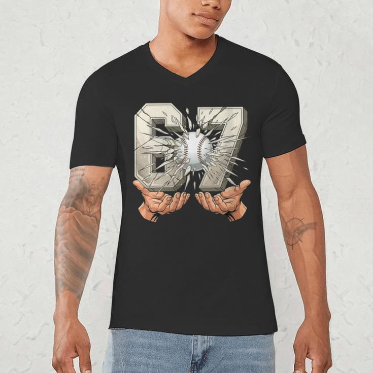 Baseball 67 Six Seven Gen Alpha Meme Men's V-Neck T-Shirt